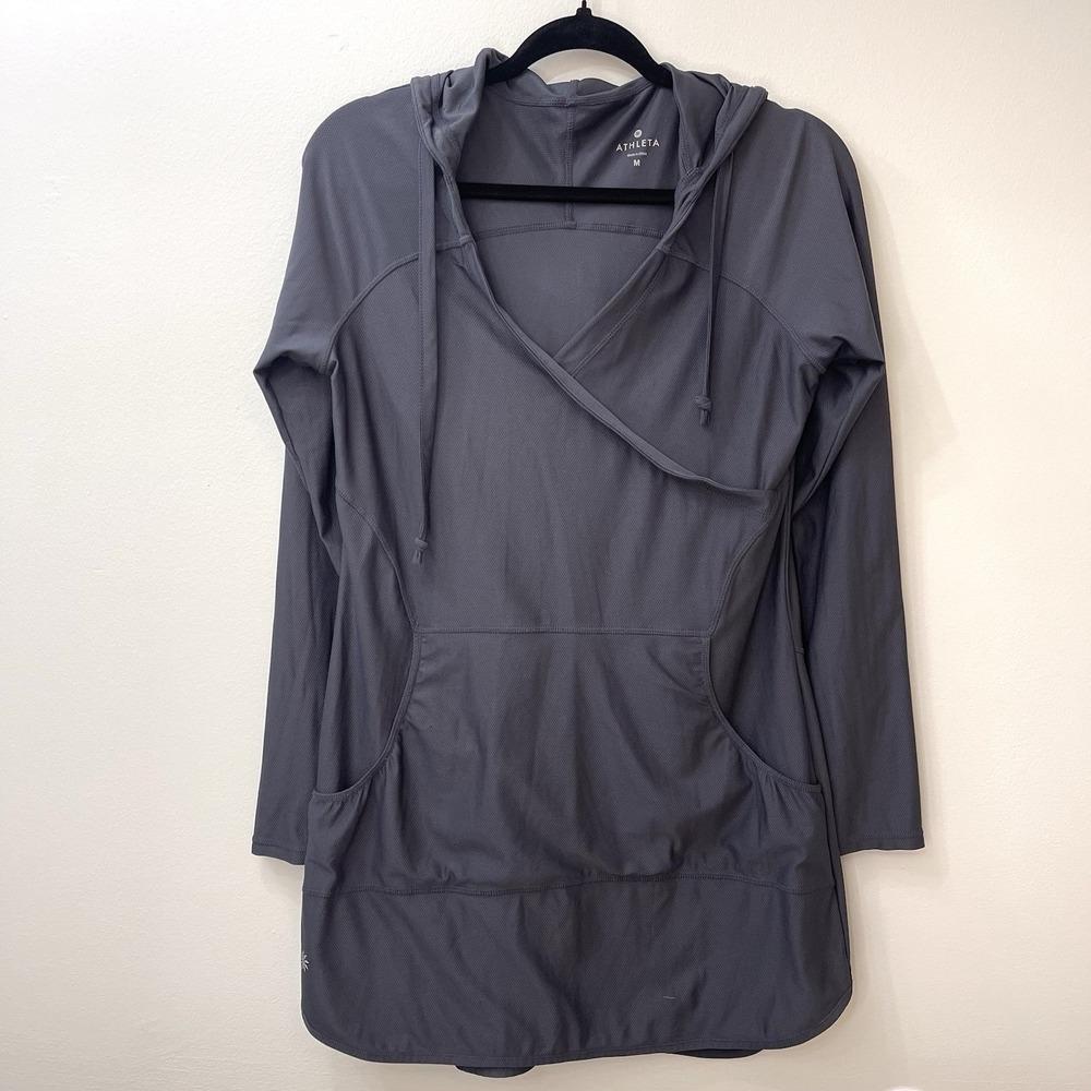 Athleta Women's‎ Hoodie Long Gray Dry Fit Active Hoodie Size Medium